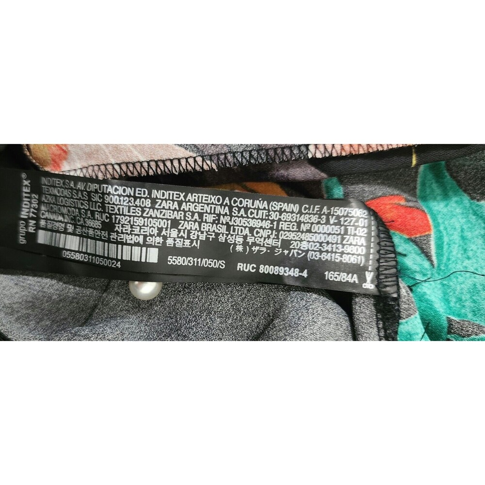 NWT $45 Zara Accessories Womens Blouse Bodysuit Black Orange Green Floral Size S - Picture 8 of 12